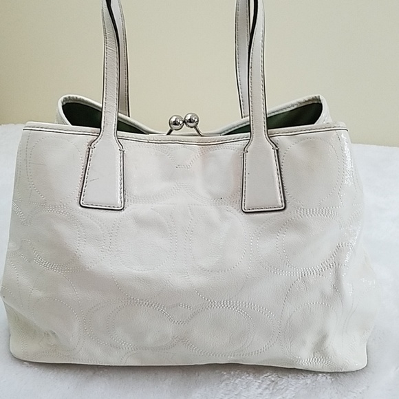 Coach Signature Stitch Frame Carryall Purse F15658 - Picture 2 of 8